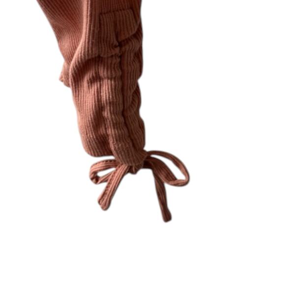 1.State Long Sleeve Faux Wrap Surplice Ribbed Top - Clay Rose - Women's Small - Picture 3 of 6